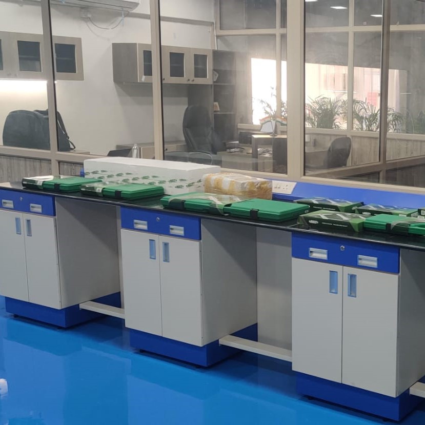 Industrial laboratory with workstations and laboratory equipment