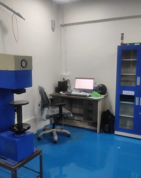 Industrial testing and inspection equipment in a manufacturing facility